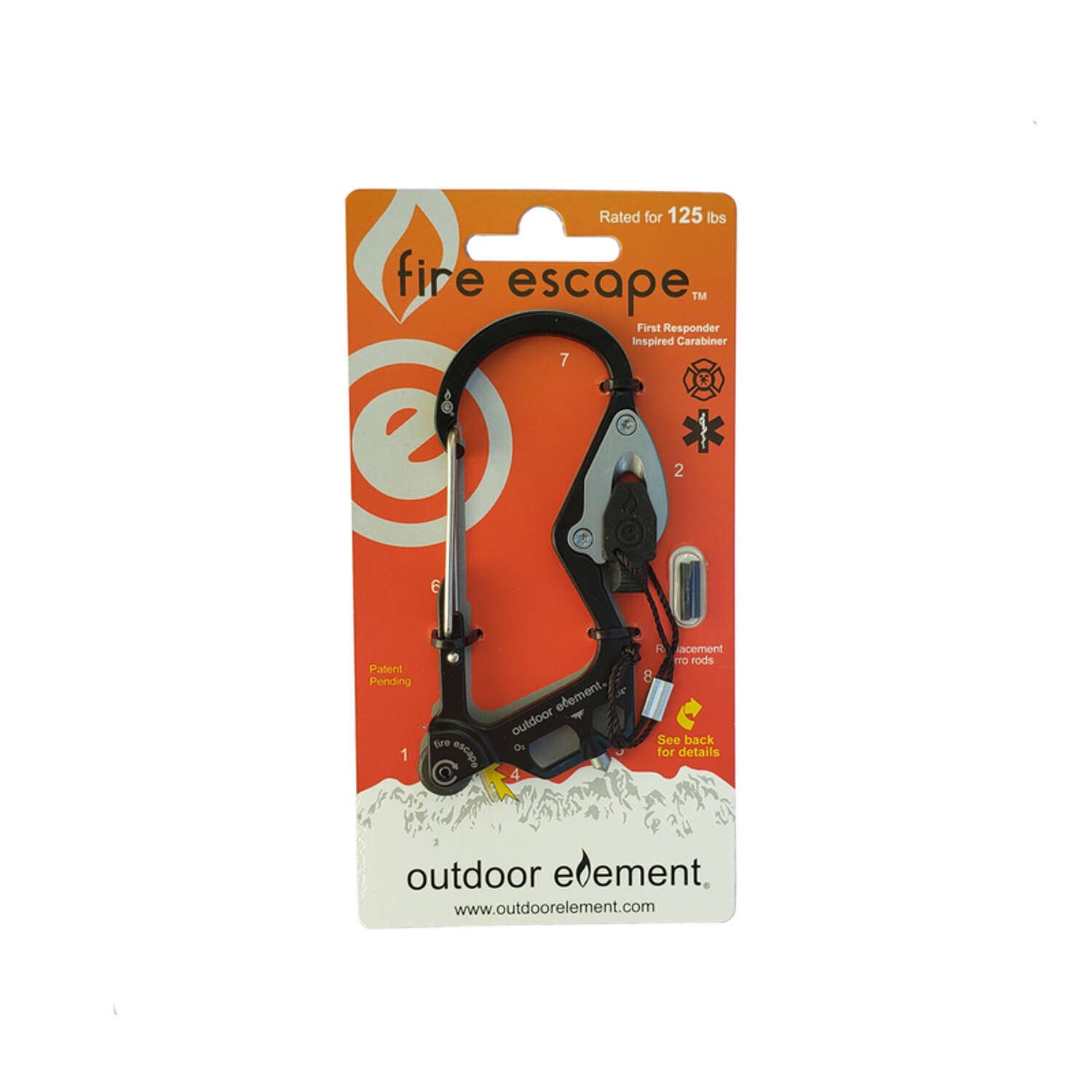 Outdoor Element Fire Escape Black Carabiner Multi Tool