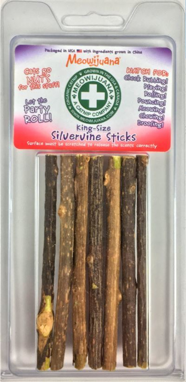 Meowijuana King Sized Silvervine Cat Sticks， 6 Pack