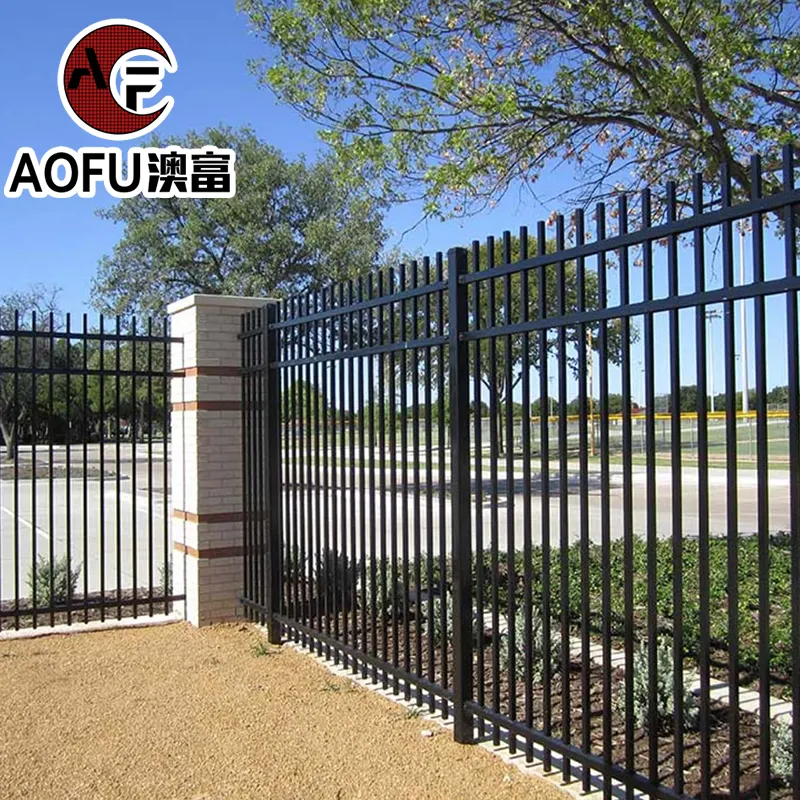 Factory Supply Security Galvanized Wrought Iron Fence Panels Zinc Steel Protective Decorative Courtyard Metal Tubular Fencing