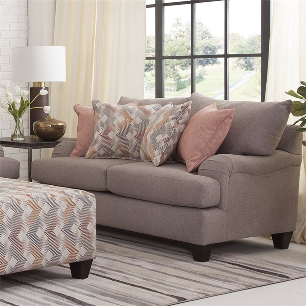 American Furniture Classics 8 020 A242V2 Traditional Rolled Arm Loveseat in Gray   Transitional   Loveseats   by Homesquare  Houzz