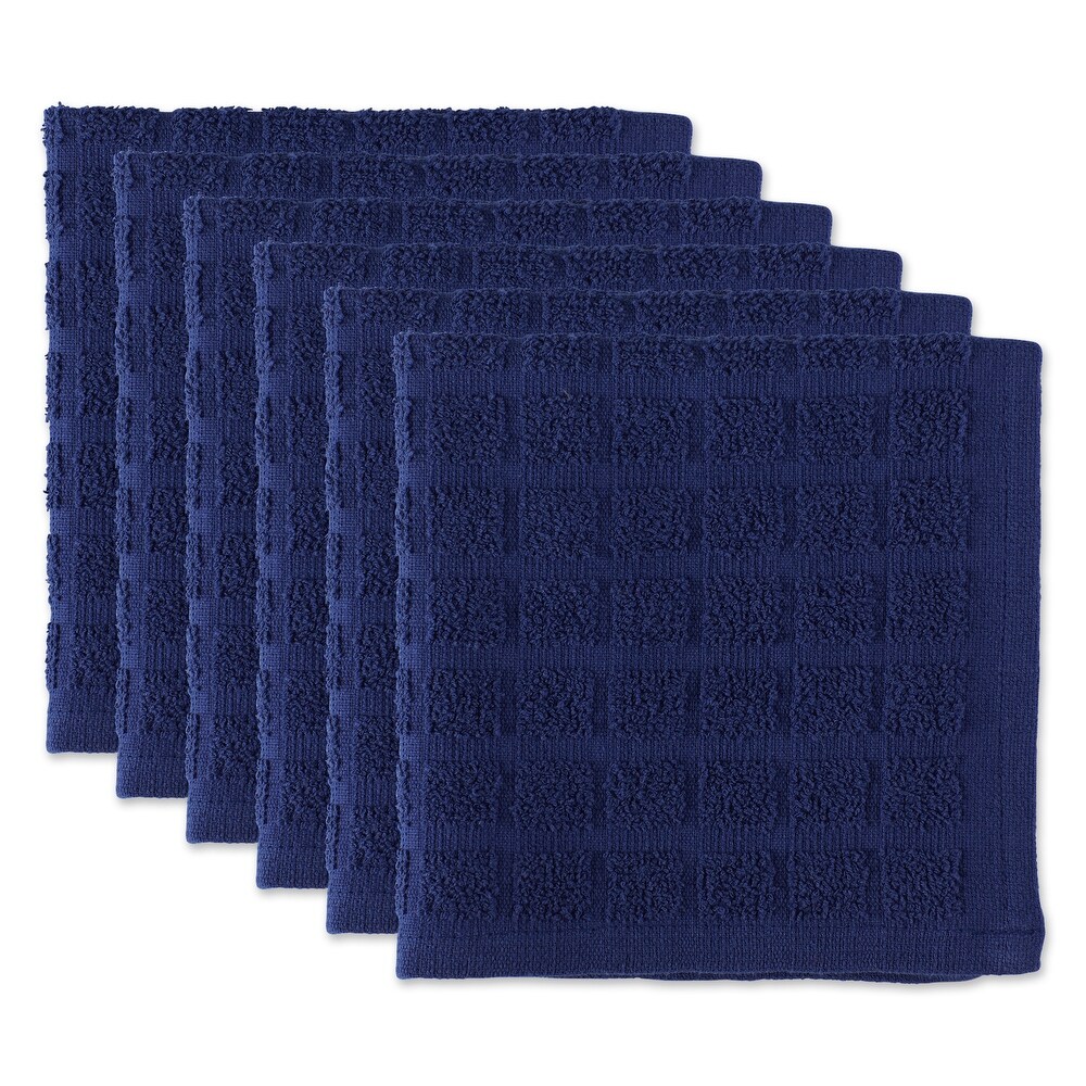 DII Solid Windowpane Terry Dishcloth Set of 6