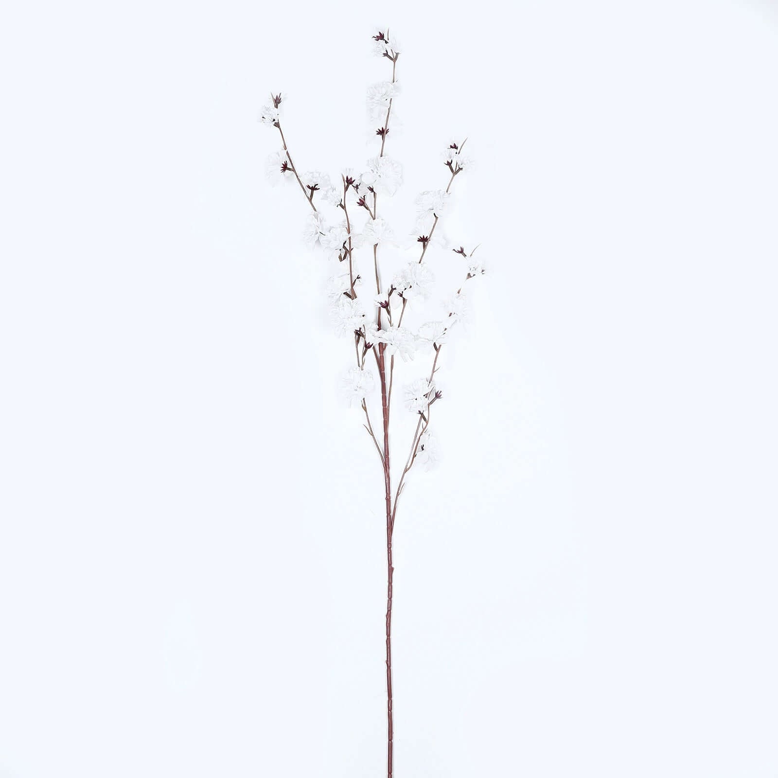 2 Branches White Artificial Silk Carnation Flower Stems 42