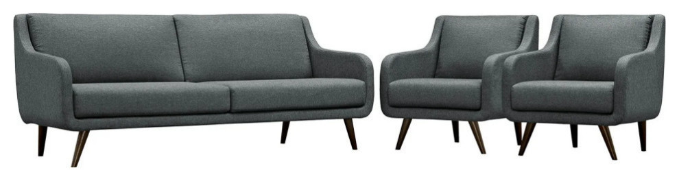 Luisa Gray Living Room Set 3 Piece Set   Midcentury   Living Room Furniture Sets   by Peachtree Fine Furniture  Houzz