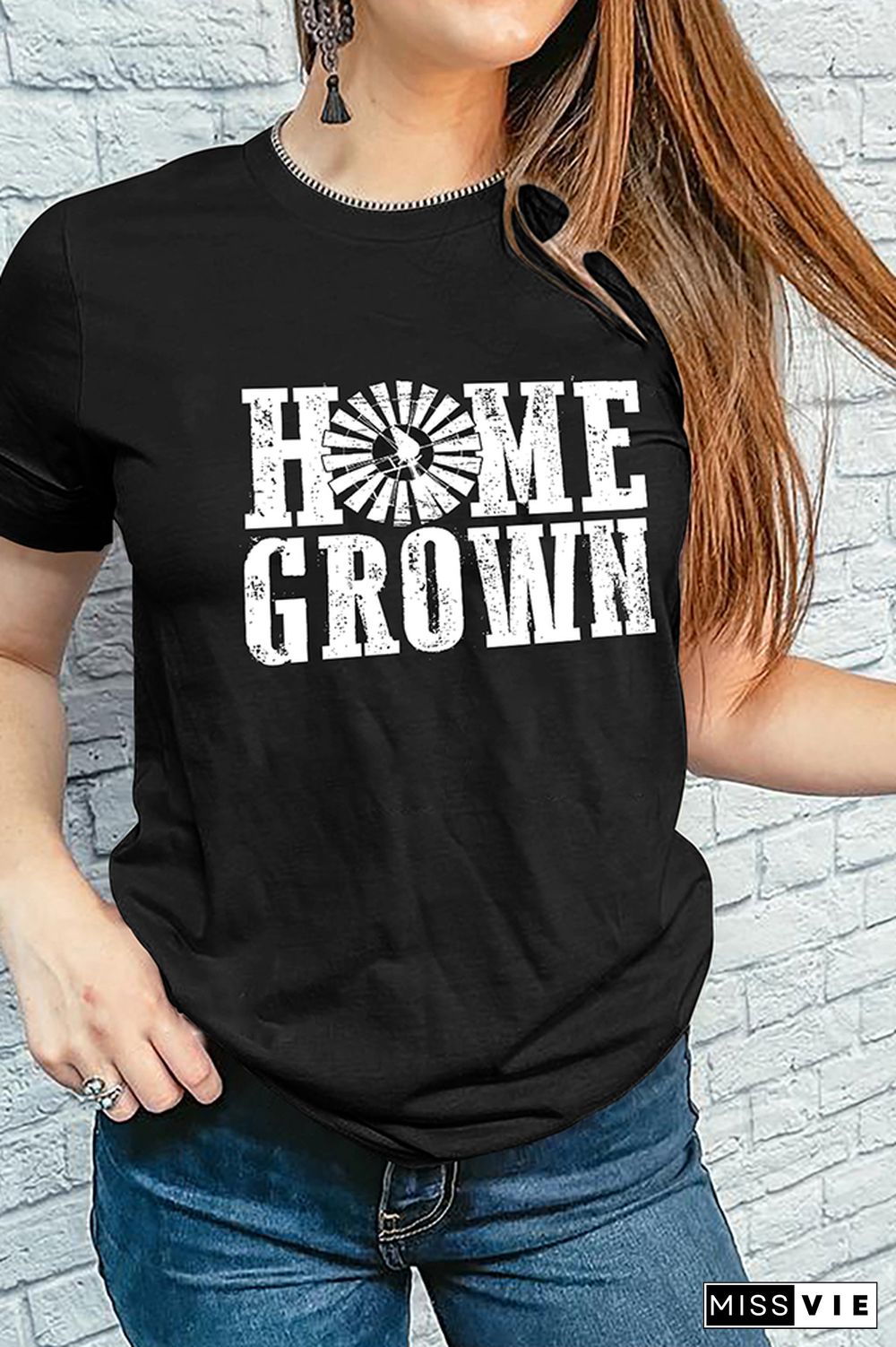 Home Grown Print Graphic Tees for Women Wholesale Short Sleeve T shirts Top