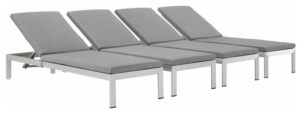 Shore Chaise with Cushions Outdoor Patio Aluminum Set of 4   Contemporary   Outdoor Chaise Lounges   by BisonOffice  Houzz