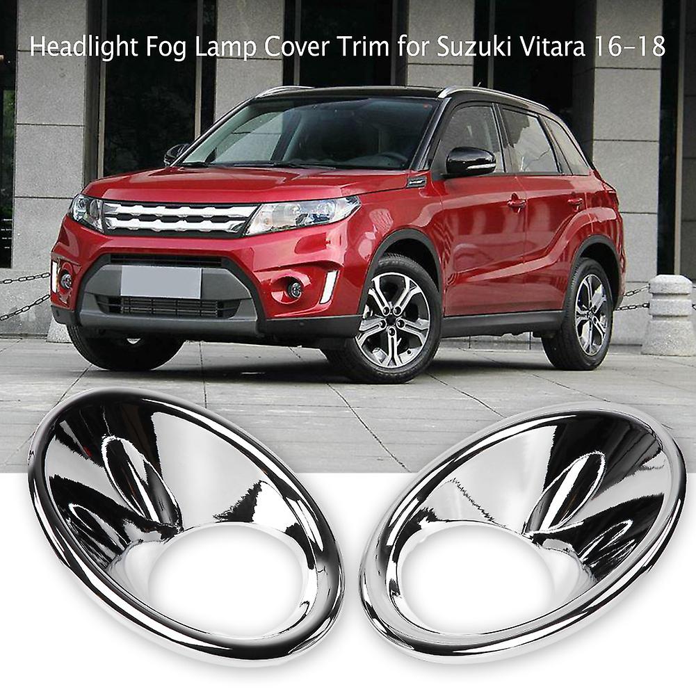 2pcs Car Front Headlight Fog Lamp Cover Trim Frame Moulding For Suzuki Vitara 16-18