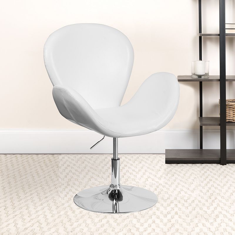 Emma and Oliver Black LeatherSoft Side Reception Chair with Adjustable Height Seat