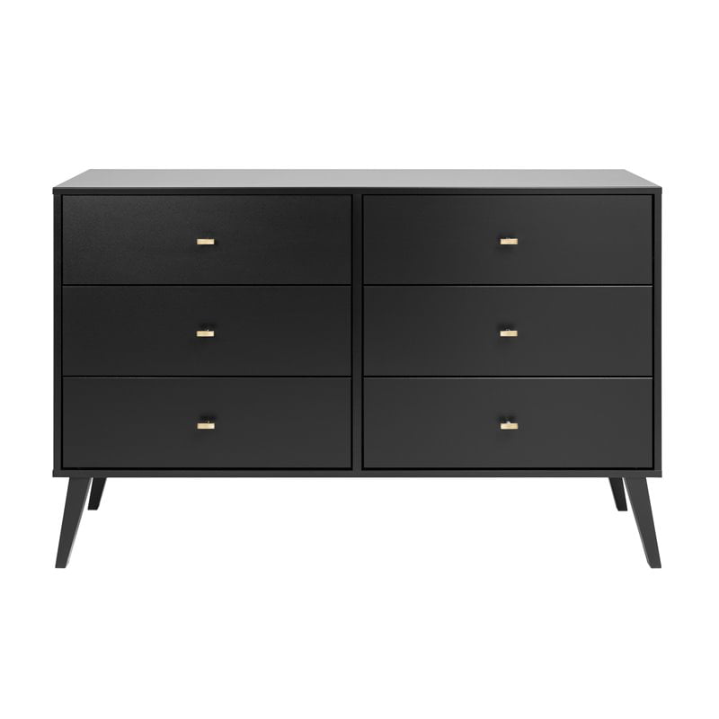 Home Square 2-Piece Set with Modern 2-Drawer Nightstand 6-Drawer Double Dresser