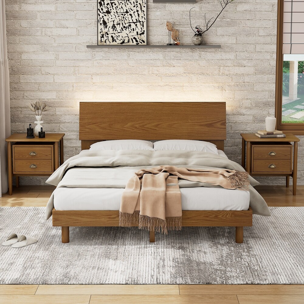 Platform Bed with two nightstands