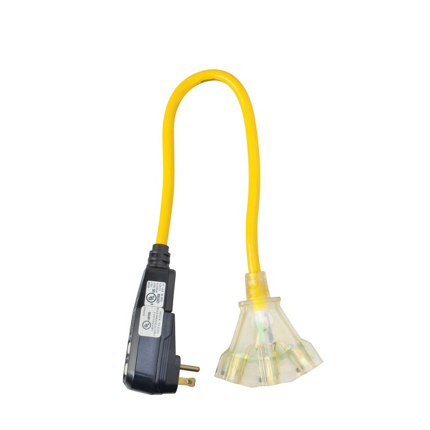 Coleman Cable Yellow Jacket Indoor 2 Ft L Yellow Triple Outlet Cord 12 3 Sjtw