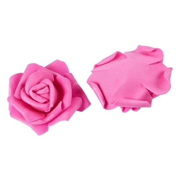 100Pack Deep Pink Rose Artificial Flower Heads for Wedding Home Decorations