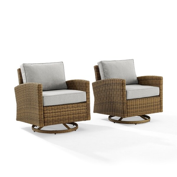 Crosley Bradenton 2Pc Outdoor Wicker Swivel Rocker Chair Set