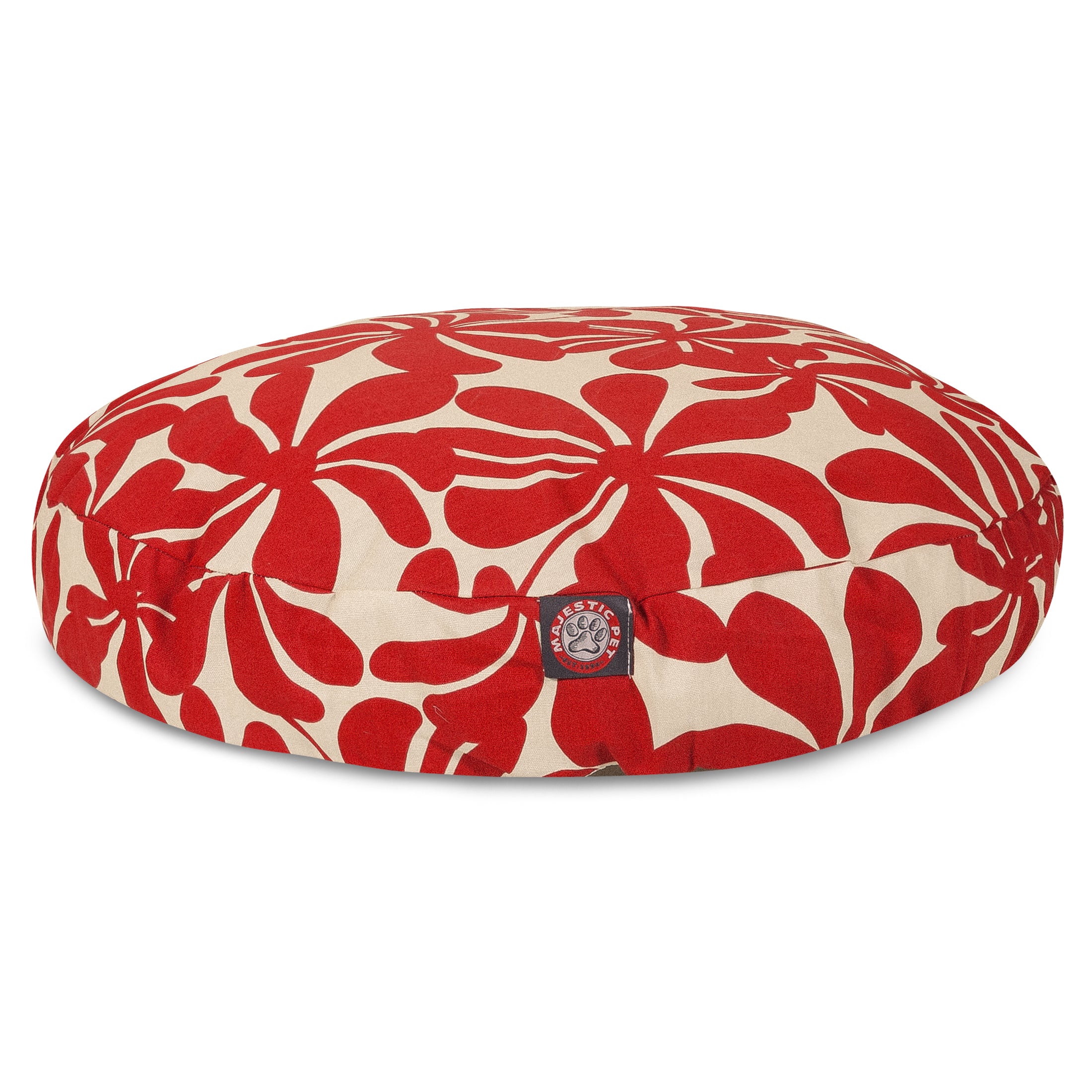 Majestic Pet | Plantation Round Pet Bed For Dogs， Removable Cover， Red， Large