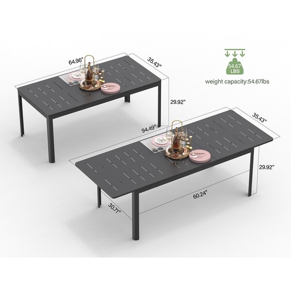 Domi Extendable Patio Dining Table，Aluminum Frame，Weatherproof and Multiple Sizes