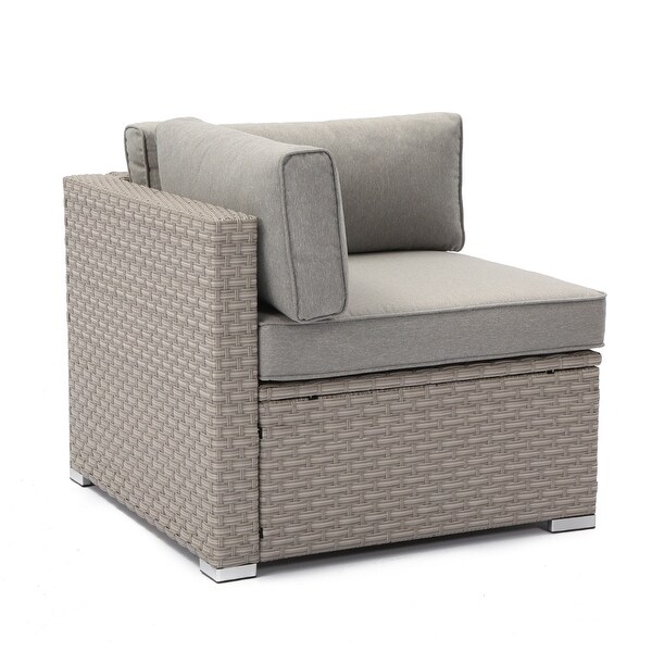 COSIEST Patio Sectional Right/Left Corner Side Wicker Armchair With Pillow