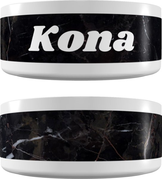 Frisco Personalized Black Marble Dog Bowl