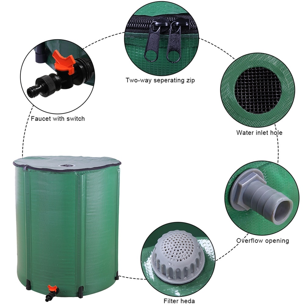 66 Gallon Folding Rain Barrel Water Collector   Small