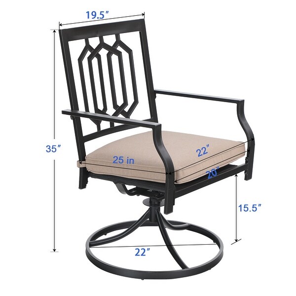 MAISON ARTS 7piece Patio Dining Set，1 Rectangle Woodlike Table with Umbrella Hole and 6 Metal Swivel Chairs