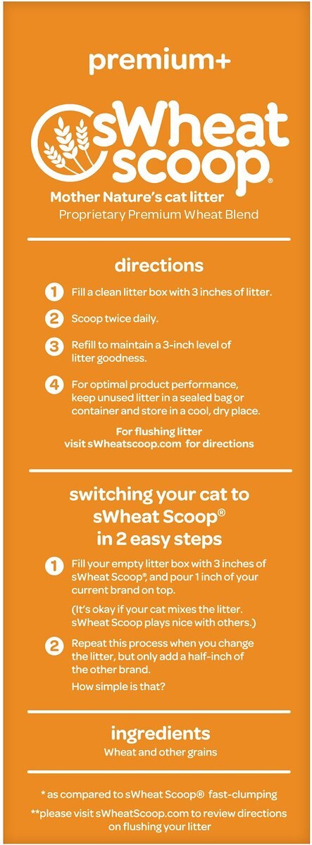 sWheat Scoop Premium+ Unscented Clumping Wheat Cat Litter