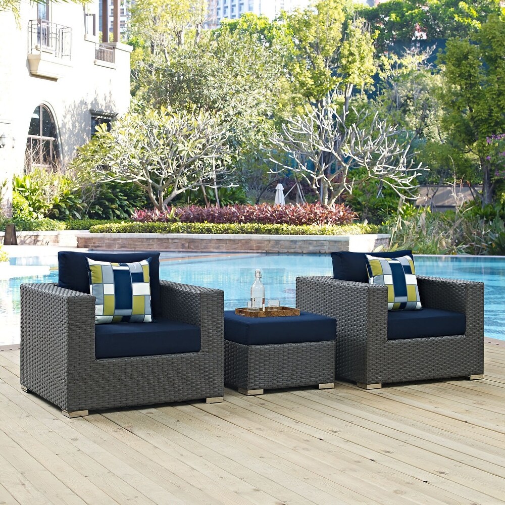 Sojourn 3 piece Outdoor Patio Sunbrella Sectional Set