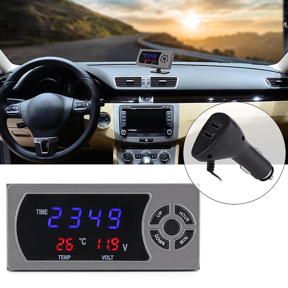 3 In 1 12-24v Car Vehicle Led Digital Clock Thermometer Voltmeter