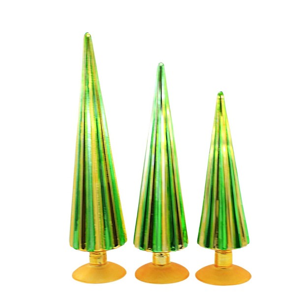 Green gold Pleated Trees St 3 Home Decoration Cody Foster Decorative Sculptures