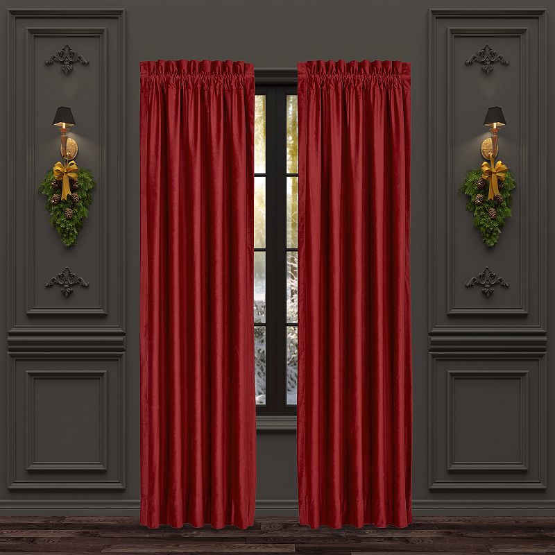 Five Queens Court Nicholas Crimson 84 Set of 2 Window Curtain Panels