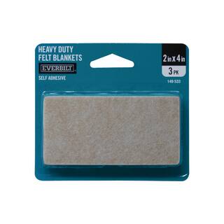 Everbilt 2 in. x 4 in. Beige Rectangular Felt Heavy Duty Self-Adhesive Furniture Pads (3-Pack) 49948