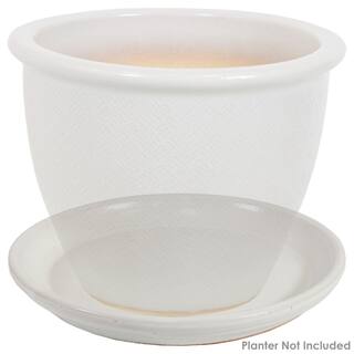 Sunnydaze 2 Sunnydaze 12 in. Pearl Ceramic Planter Saucers AP-012