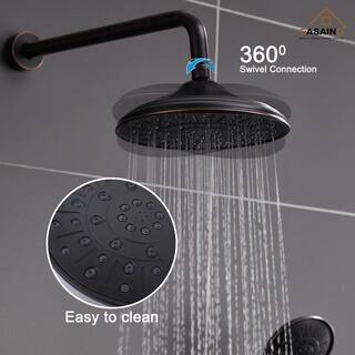 CASAINC 3-Spray Patterns 8.3 in. Tub Wall Mount Dual Shower Heads in Spot Resist Oil-Rubbed Bronze HM-B208-SQ-ORB