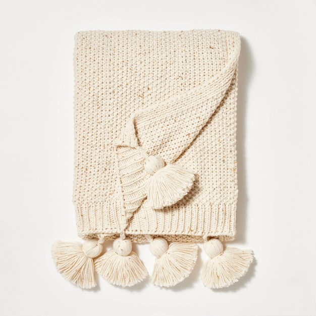 Knit Throw With Pom Tassels Throw Blanket Designed With Studio Mcgee