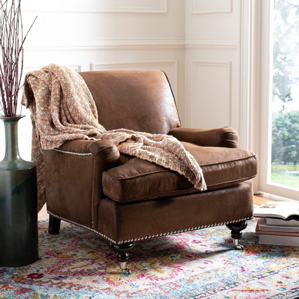 Chester Club Chair  Brown   Traditional   Armchairs And Accent Chairs   by Rustic Home Furniture Deco  Houzz