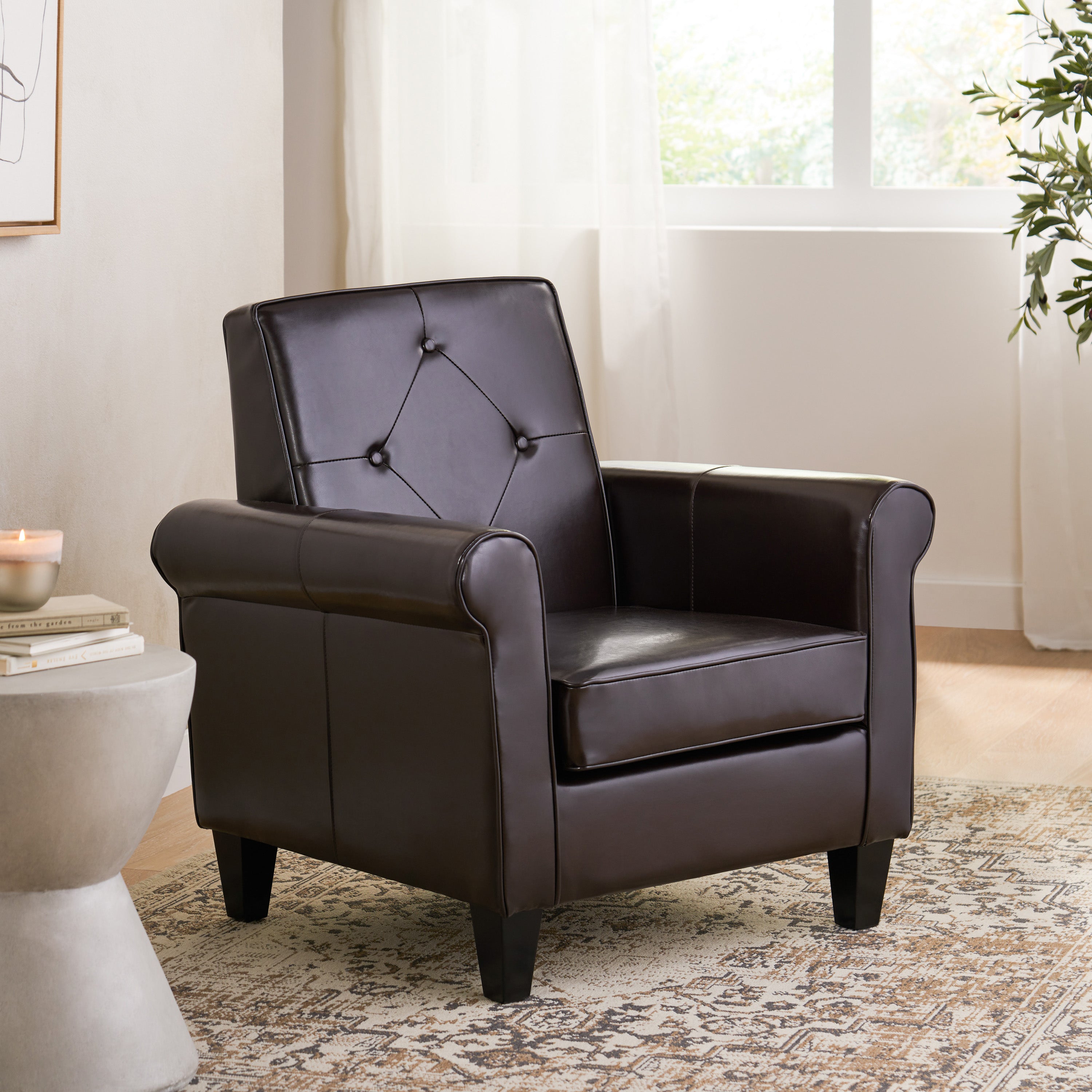 Barzini Brown Leather Club Chair