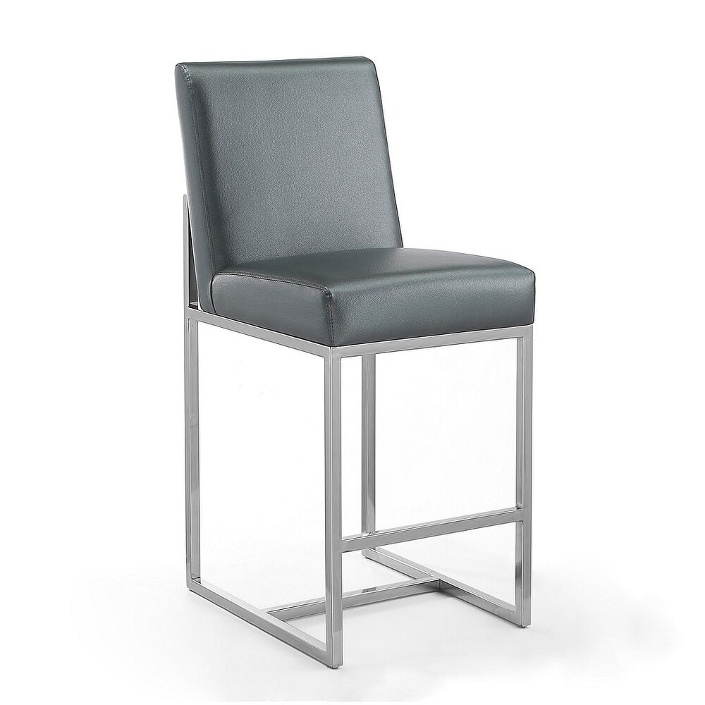 Manhattan Comfort Element 37.2 in. Chrome Stainless Steel Counter Height Bar Stool