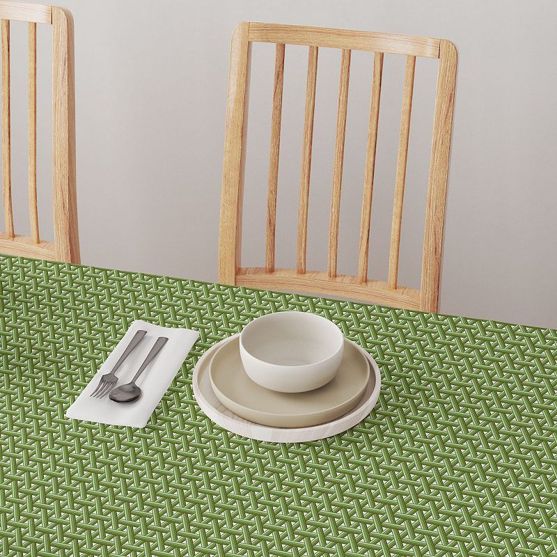 Square Tablecloth， 100% Polyester， 54x54， Intertwined Green Wicker