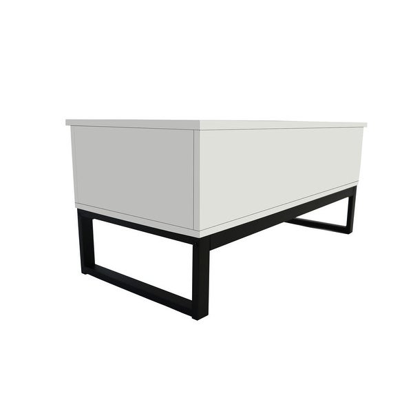 White Wood Lift Top Coffee Table with Hidden Storage Compartment