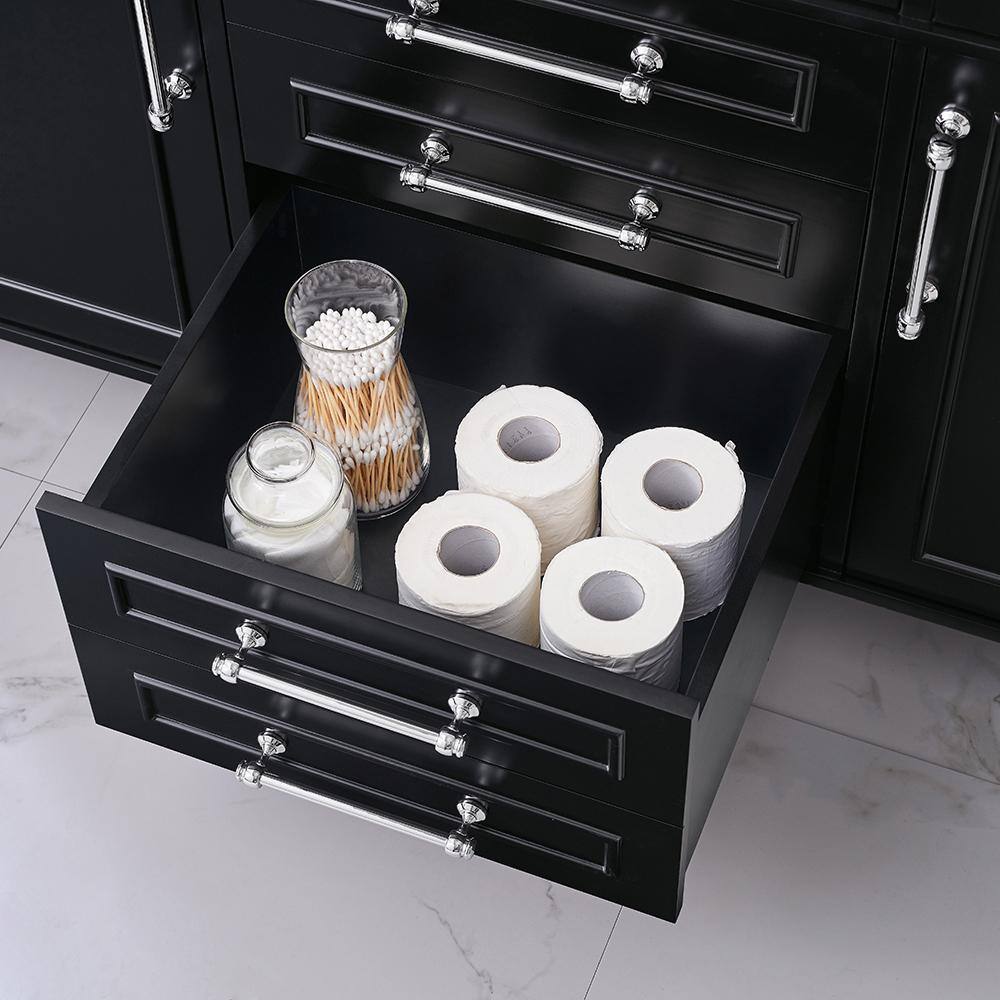 Home Decorators Collection Aberdeen 60 in. W x 22 in. D x 34.5 in. H Bath Vanity in Black with White Carrara Marble Top Aberdeen 60B