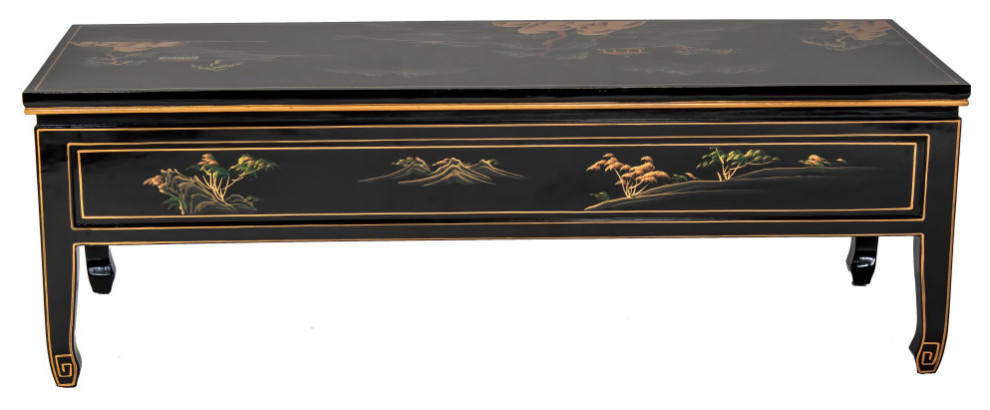 Black Lacquer Coffee Table Landscape   Asian   Coffee Tables   by Oriental Furniture  Houzz