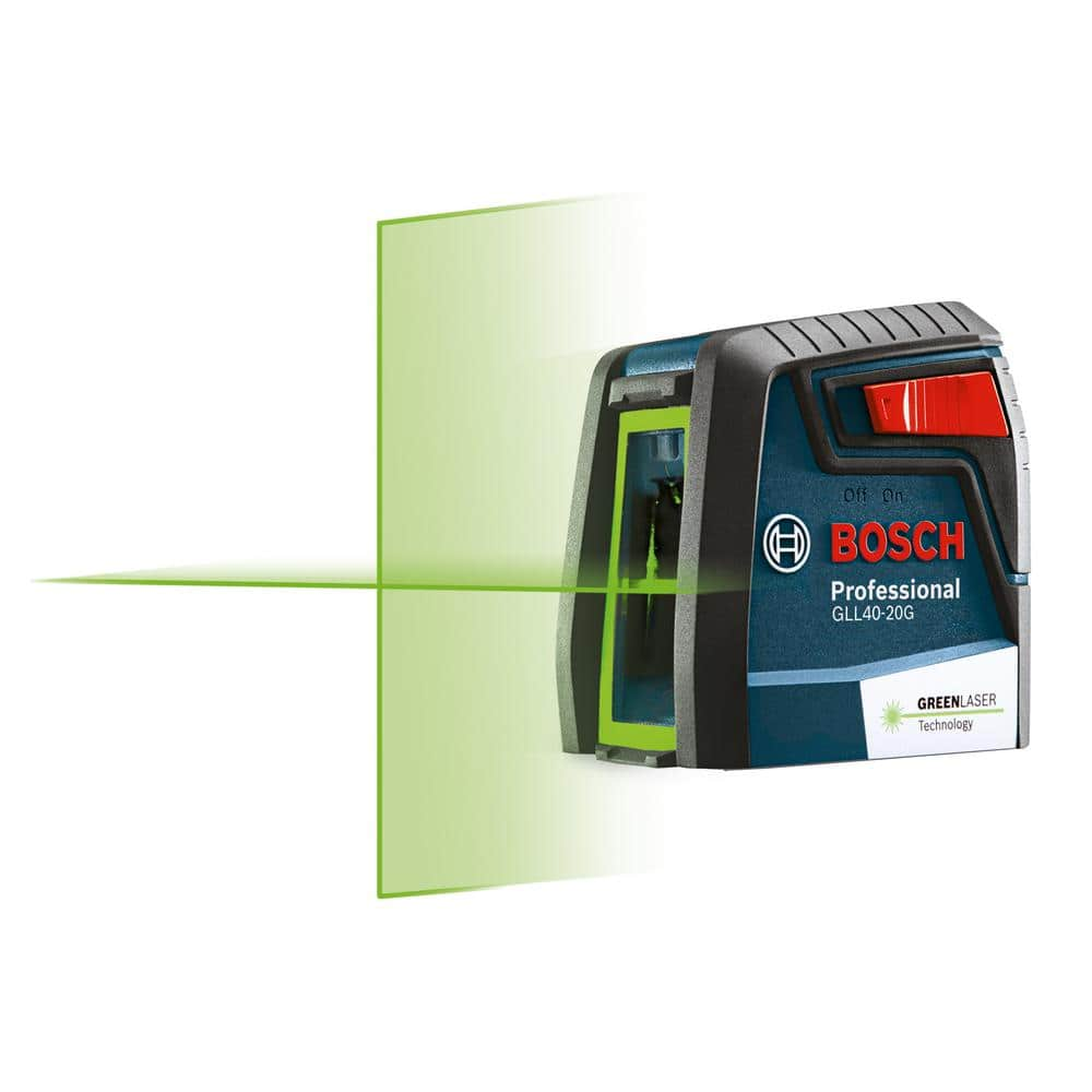 Bosch 40 ft. Green Cross Line Laser Level Self Leveling with VisiMax Technology, 360 Degree Mounting Device and Carrying Pouch GLL 40-20 G