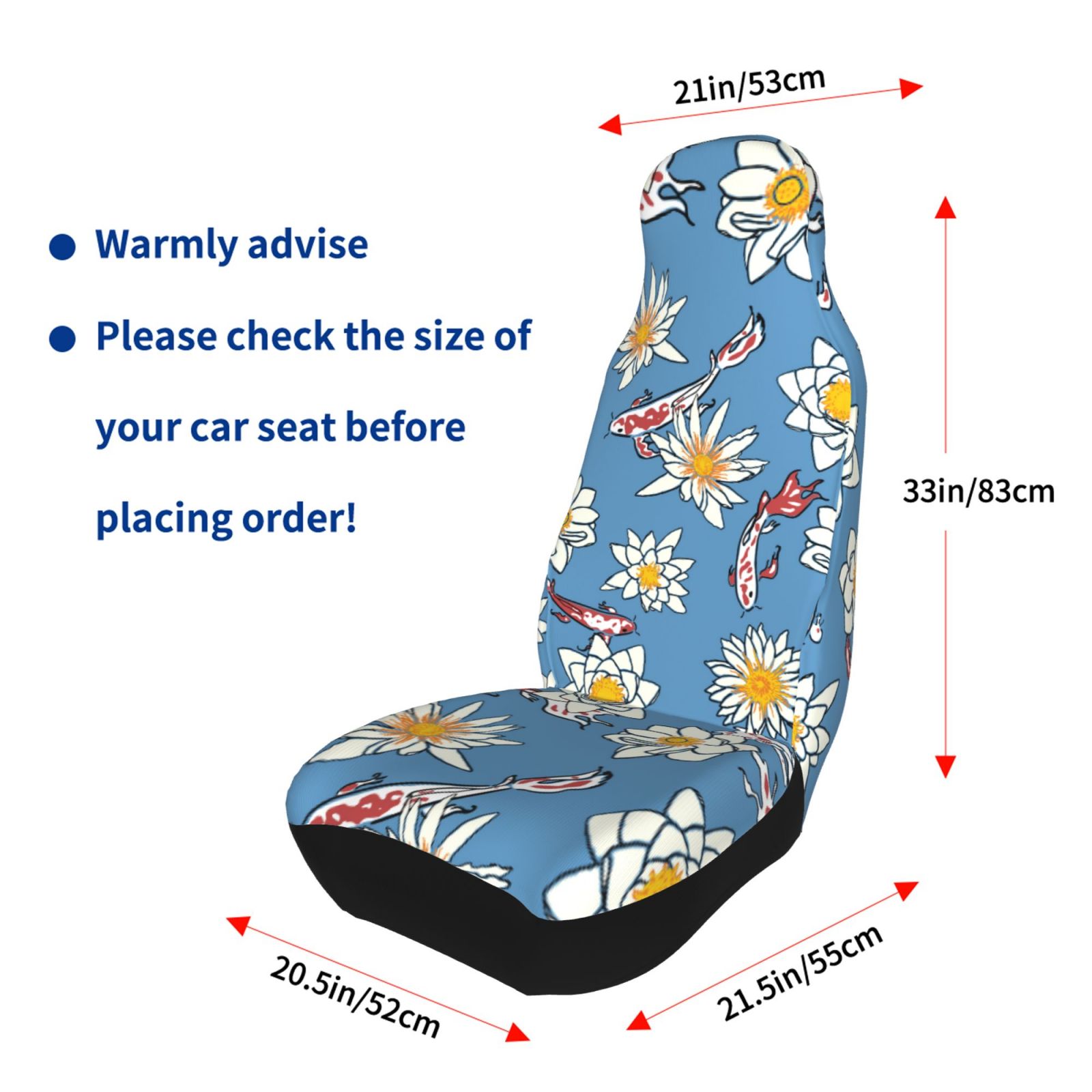 TEQUAN Front Seat Covers， Japanese Koi Pattern 2 Piece Car Seat Cover Fit Most Car SUV Truck Van