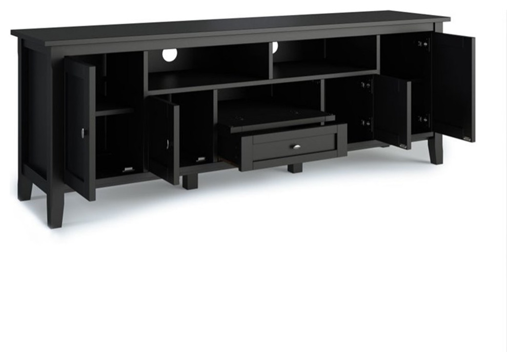 Home Square 2 Piece Set with 72 quotTV Media Stand  amp14 quotNarrow Side Table in Black   Entertainment Centers And Tv Stands   by Homesquare  Houzz