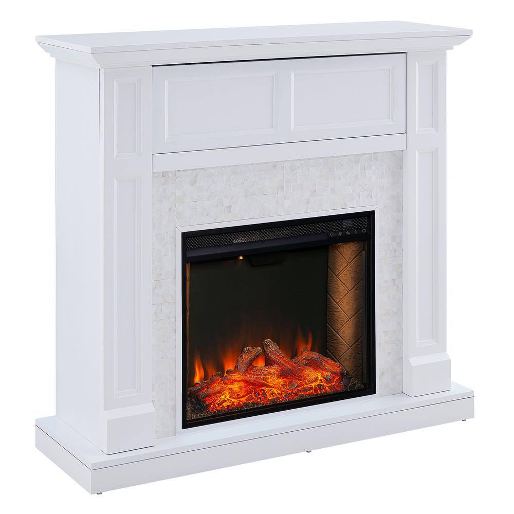 Southern Enterprises Lester Alexa-Enabled Smart 46 in. Electric Fireplace in White HD014623