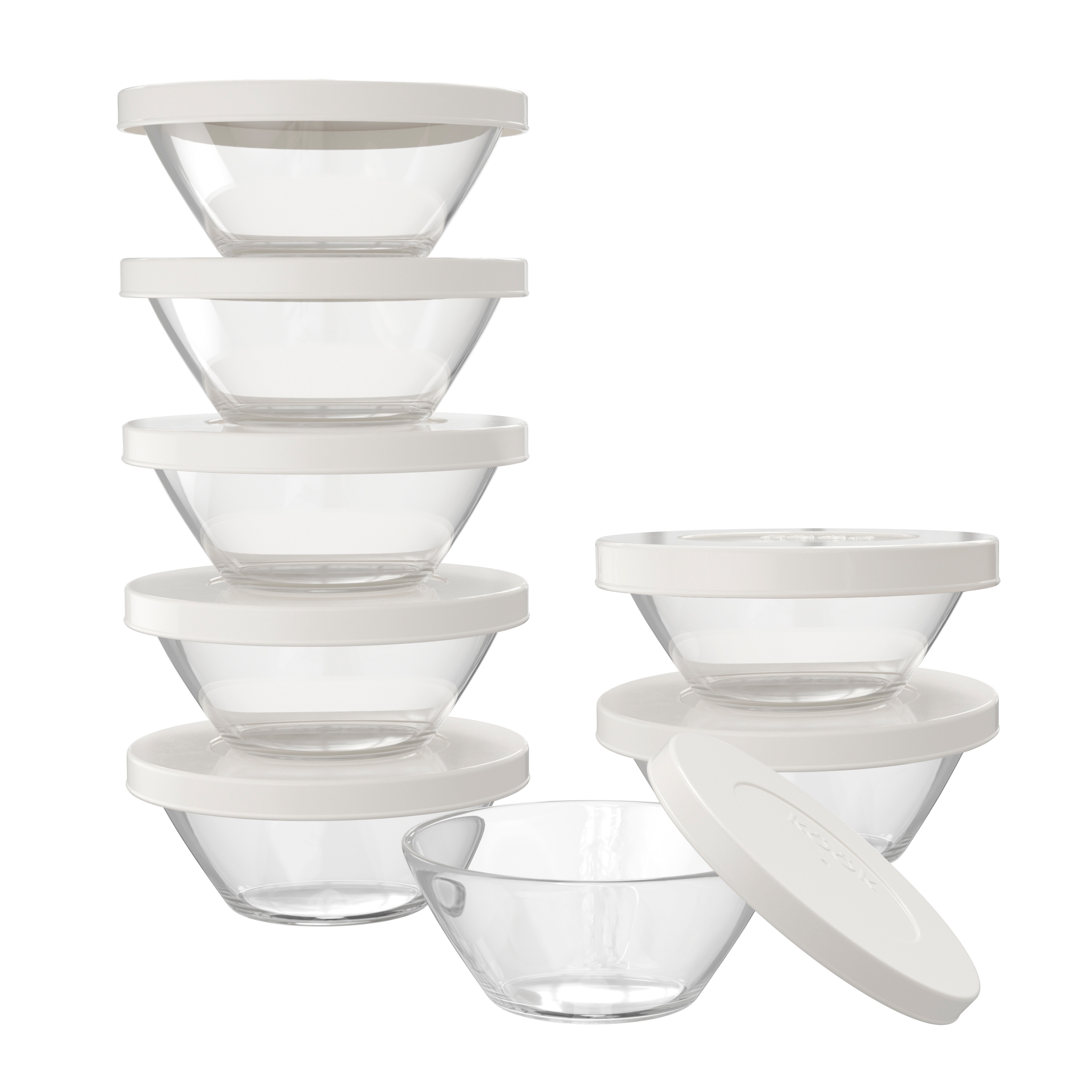 Kook Small Glass Prep and Dip Bowls， 7.25 oz， Set of 8