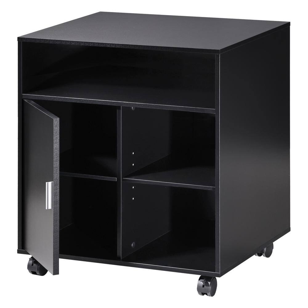 FITUEYES Black Printer Cabinet with Door and Storage Adjustable Shelves for Home Office 23.6 in. L x 19.6 in. W x 26.5 in. H FPS406001WB-HD