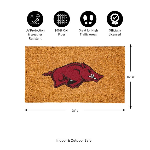 Evergreenncaaarkansas Razorbacks Logo Natural Coir 28 X 16 Inches Indoor Outdoor Doormat