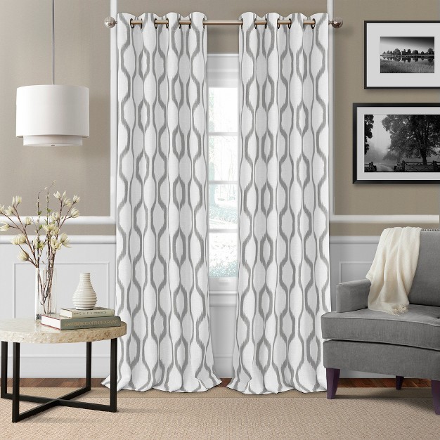 Renzo Ikat Geometric Linen Room Darkening Single Window Curtain Panel Elrene Home Fashions