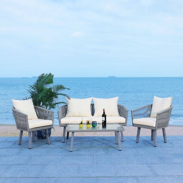 SAFAVIEH Outdoor Belmi 4piece Rope Patio Set