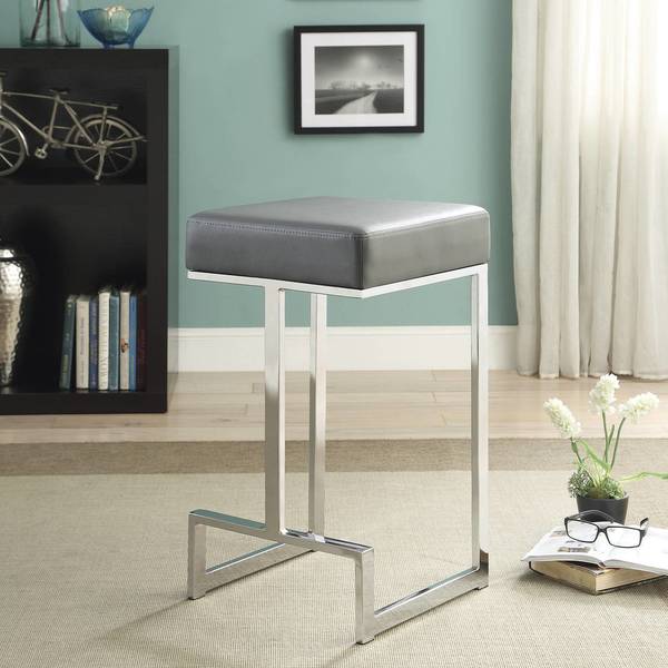 Contemporary Sleek Design Chrome with Grey or Black Seat Stool