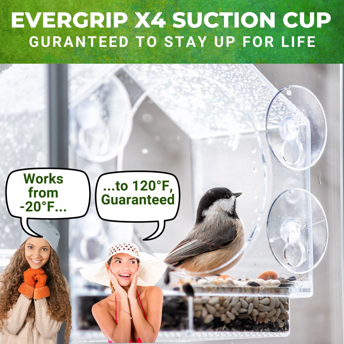 Nature Anywhere Window w/Sliding Seed Holder Bird Feeder