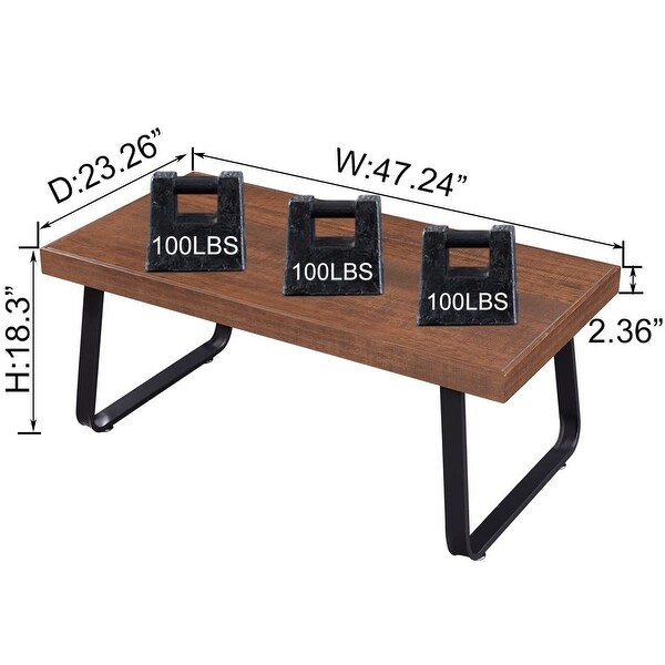 Rustic Wood Coffee Table， Natural Wood Center Table for Living Room， Industrial Farmhouse Solid Real Wooden Tea Table